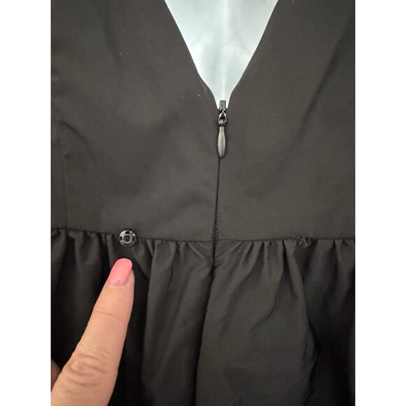 Pearl Georgina Chapman Dress Womens 4 Classic Black Taffeta A Line Sleeveless V - Picture 4 of 7